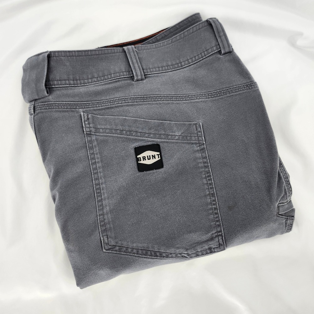 BRUNT Mens The Torra Work Pant 48x32 Gray Utility Rugged Canvas Workwear Stretch